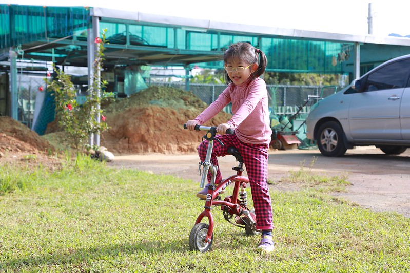 營主拿小腳踏車給寶妹玩
